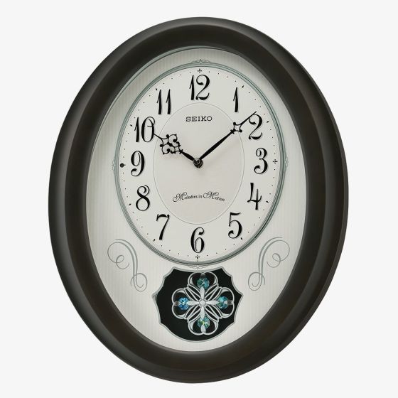Seiko Melodies In Motion Oval Wooden Clock QXM606N