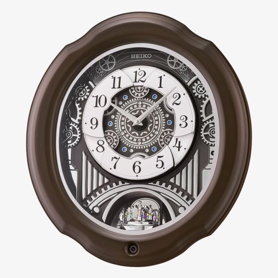 Seiko Wooden Melodies In Motion Skeleton Dial Wall Clock QXM609N