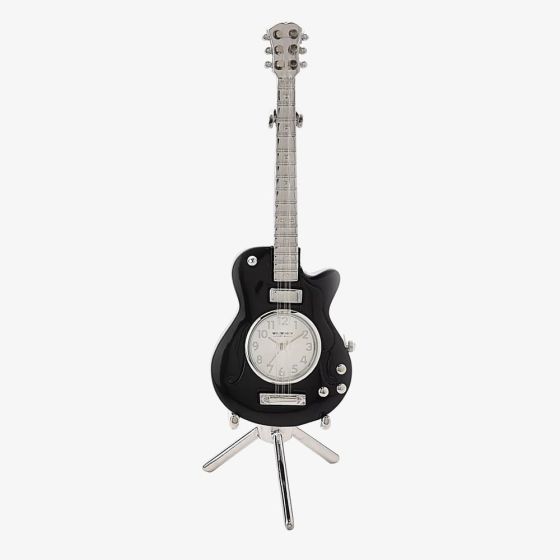 WM Widdop Miniature Black Guitar Clock 9030