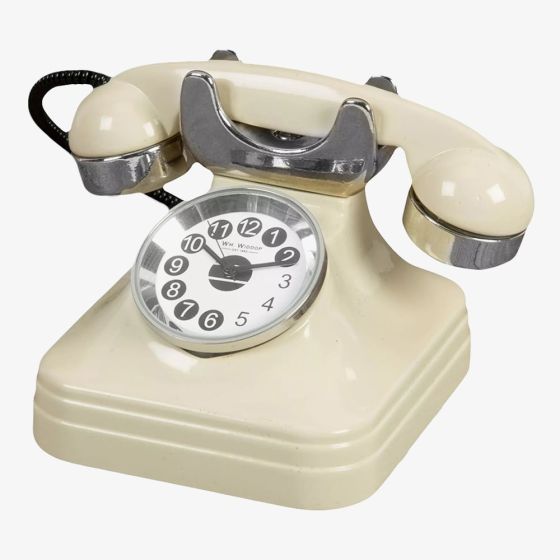 WM Widdop Miniature Cream Telephone Clock 9007