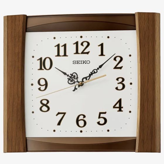 Seiko Clocks Retro Dark Wood Wall Clock QXA827Z