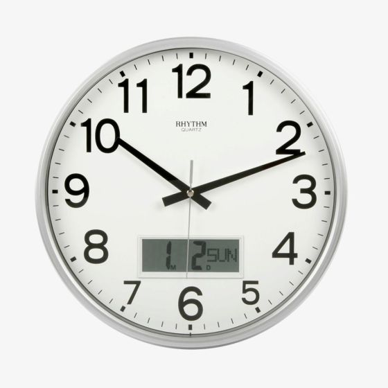 Rhythm Silver Date Display Clock CFG706NR19