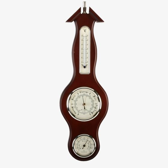 Wooden Banjo Barometer 39cm Clock W9535