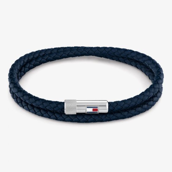Tommy Hilfiger Double Wrap Blue Leather Bracelet 2790264S