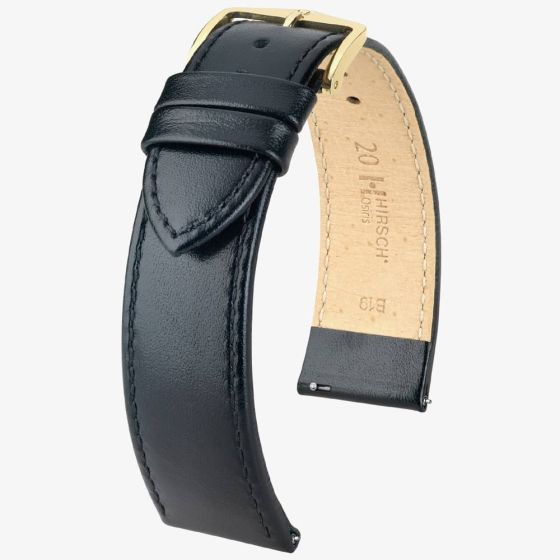 HIRSCH Osiris Medium Black Leather Watch Strap 03475150-1