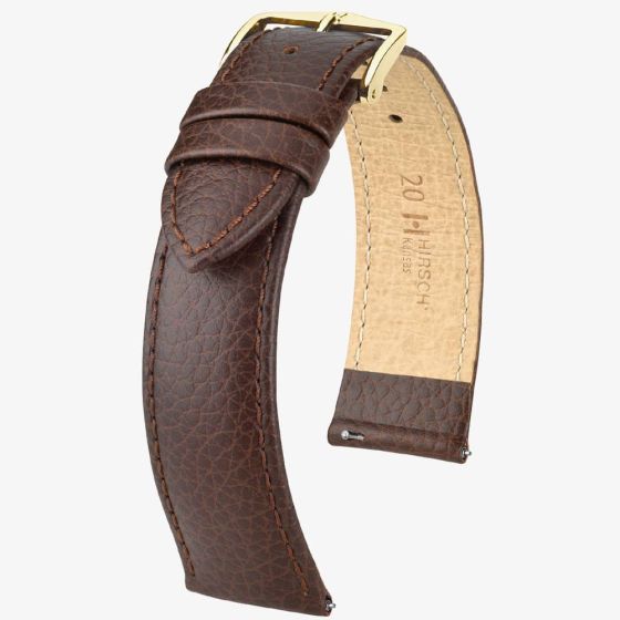 HIRSCH Kansas Medium Brown Leather Watch Strap 01502110-1