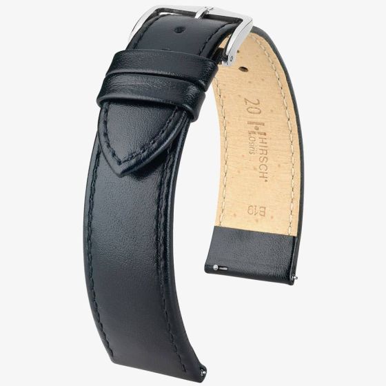 HIRSCH OSIRIS Medium Black Calf Leather Watch Strap 034 75 1 50-2