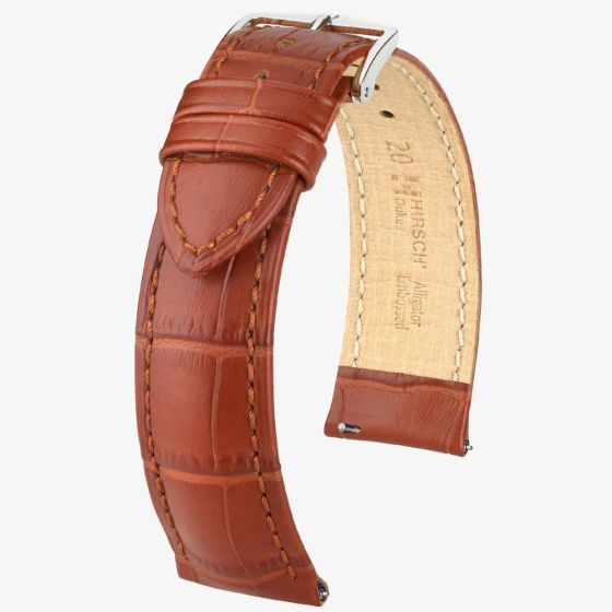 HIRSCH Duke Long Golden Brown Leather Watch Strap 01028070-2