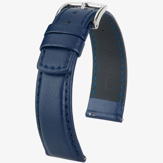 HIRSCH Runner Long Blue Leather Watch Strap 04002080-2