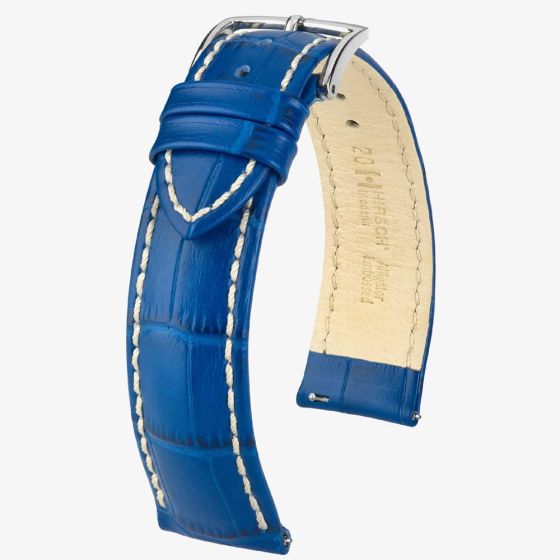 HIRSCH Modena Long Royal Blue Leather Watch Strap 10302885-2