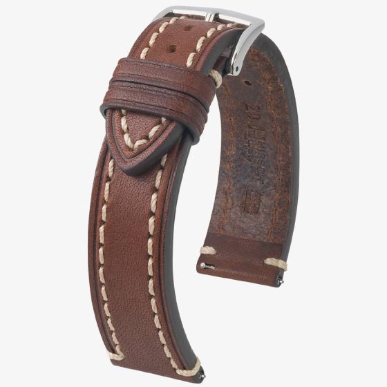HIRSCH Liberty Long Brown Leather Watch Strap 10900210-2
