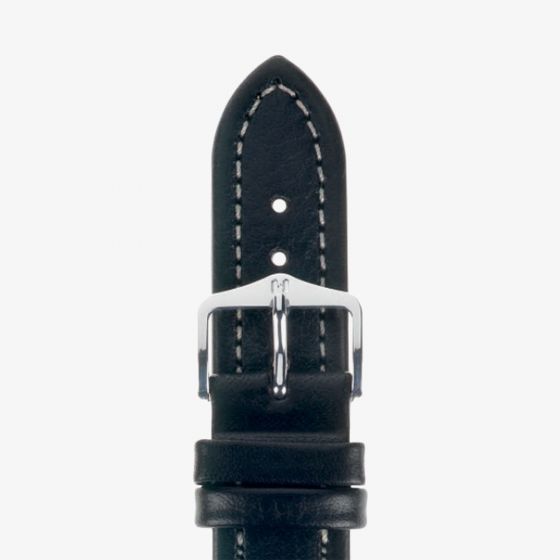 HIRSCH Buffalo Medium Black Leather Watch Strap 11350250-2