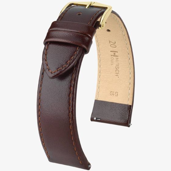 HIRSCH Osiris Long Brown Leather Watch Strap 03475010-1