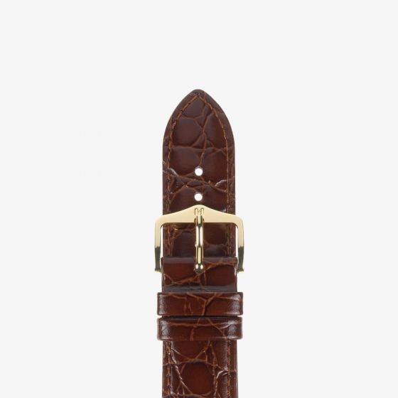 HIRSCH Crocograin Long Brown Leather Watch Strap 12322810-1