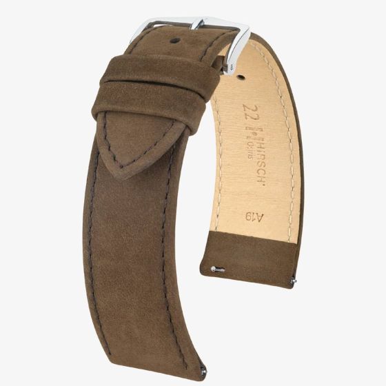 HIRSCH Osiris Long Brown Leather Watch Strap 03433010-2
