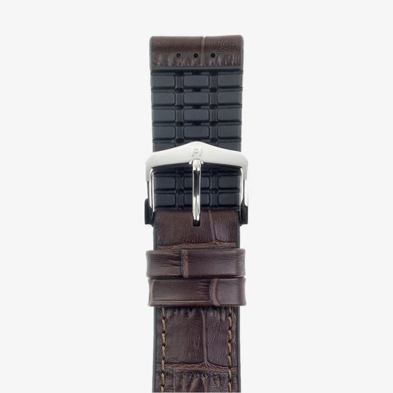 HIRSCH Paul Long Brown Leather and Rubber Watch Strap 0925028010-2