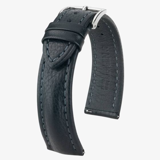HIRSCH LUCCA Long Tuscan Black Leather Watch Strap 049 02 0 50-2
