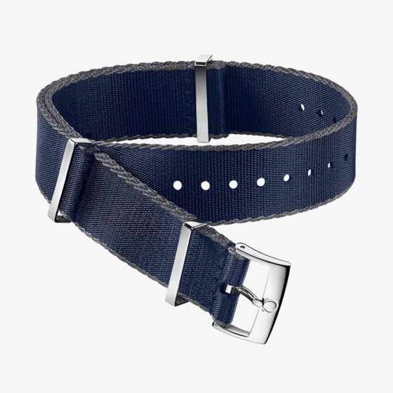 OMEGA Polyamide Blue & Grey Bordered Nato Watch Strap 031CWZ007885