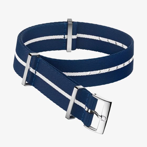 OMEGA Polyamide Blue With White Stripe Nato Watch Strap 031CWZ014677