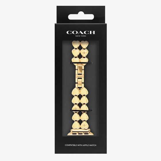 Coach Ladies Gold Tone Heart Apple Watch Strap 14700336