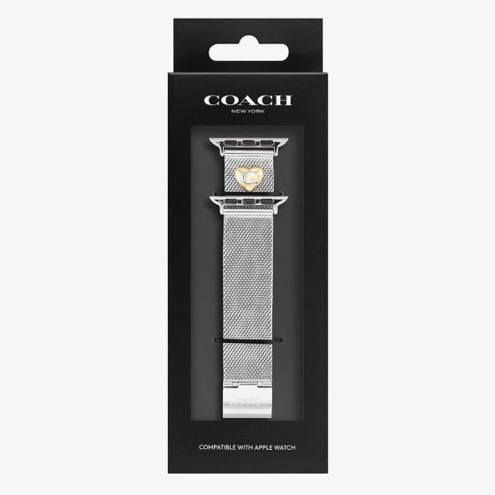 Coach Ladies Silver Mesh Apple Watch Strap 14700239