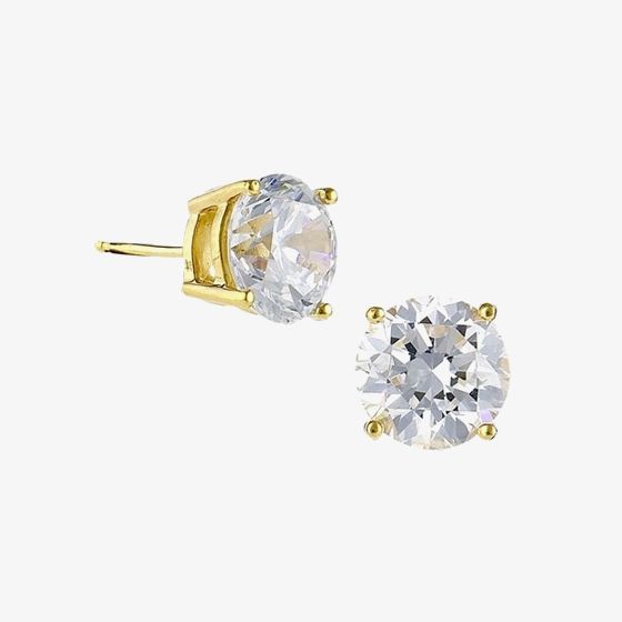 Crislu Gold Plated Claw Studs With Round Cubic Zirconia 300168E00CZ