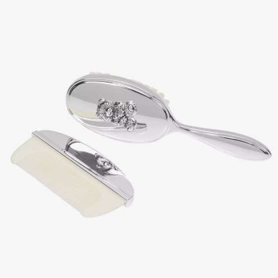 Celebrations Silver Plated Teddy Brush & Comb Set Gift 6310
