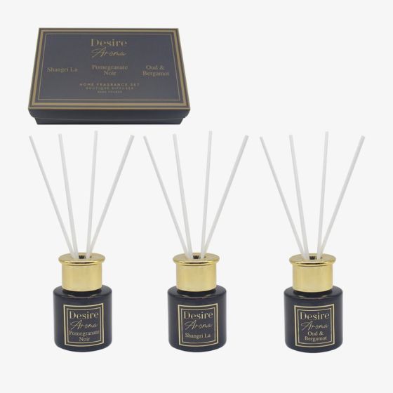 Desire Aroma Black Set Of 3 Diffusers LP76767A
