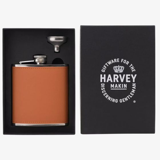 Harvey Makin 6Oz Brown Hip Flask With Funnel HM2474