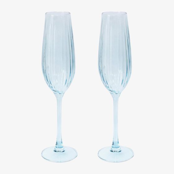 Set Of Two Flute Glasses Blue LP77866A