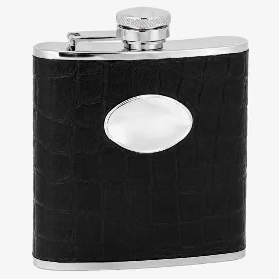 Black Crocodile Engravable 5oz Hip Flask HF-04