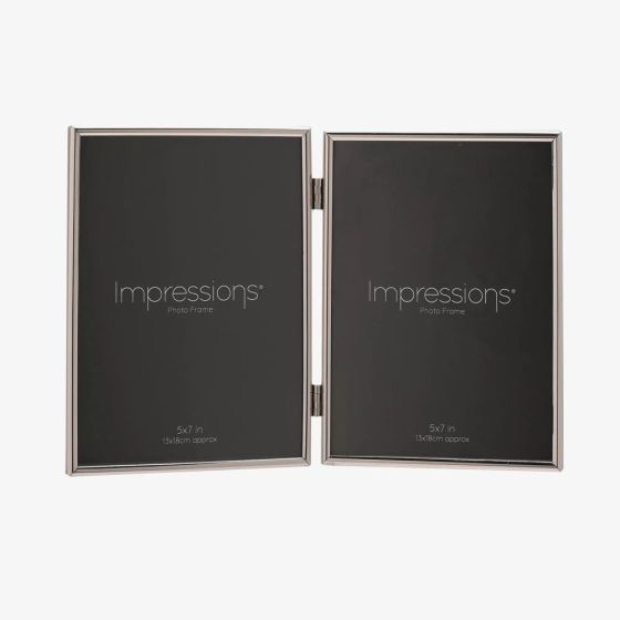 Impressions Silver Plated 5x7 Inch Double Photo Frame 8174
