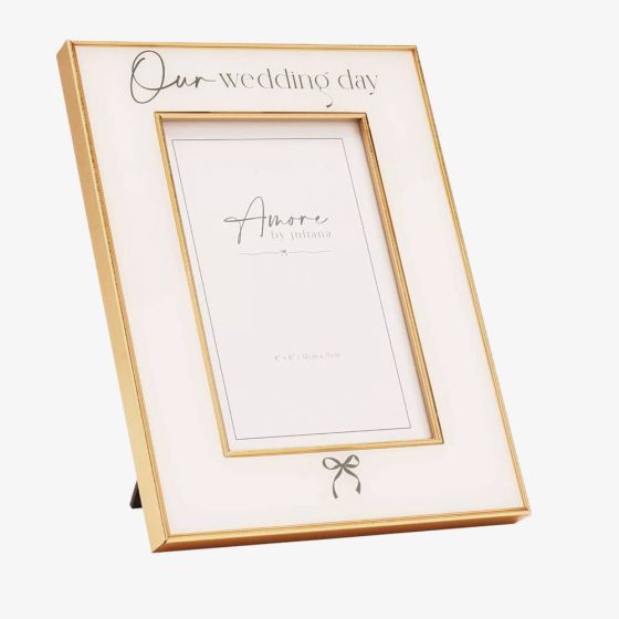 Amore Our Wedding Day Bow 4X6 Photo Frame AM348