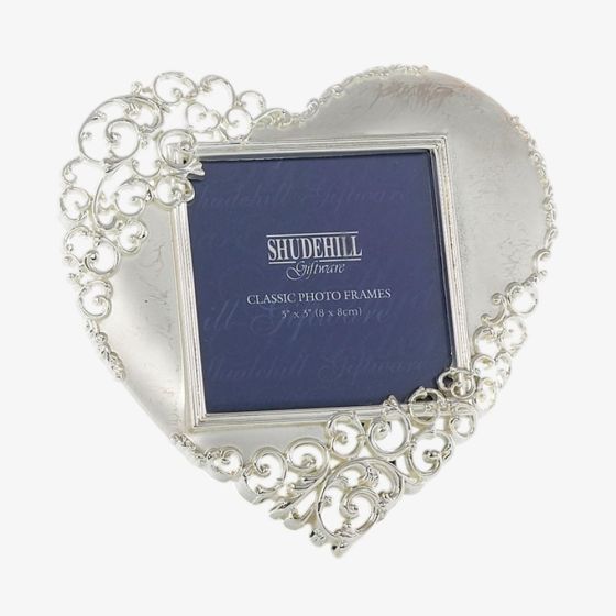 Shudehill Satin Silver Lace Heart 3x3 Photo Frame 20233