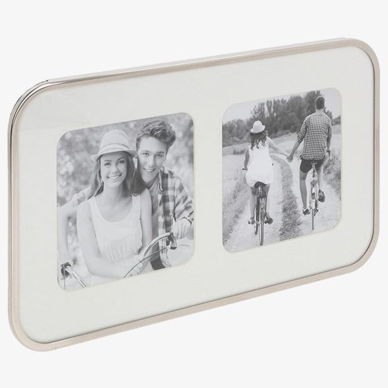 Silver Plated Double Photo Curved Photo Frame 353748
