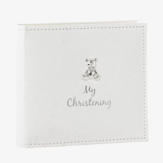 White Suede Teddy Christening Photo Album 79510