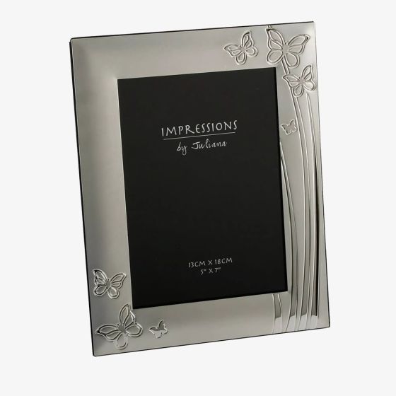 Impressions Silver Plated Butterfly 5x7 Inch Photo Frame FS100457