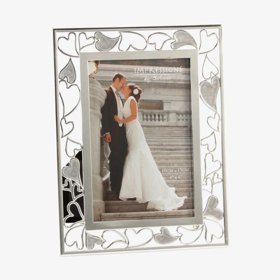 Silver Plated Epoxy Hearts 6x4 Inch Photo Frame FS23846