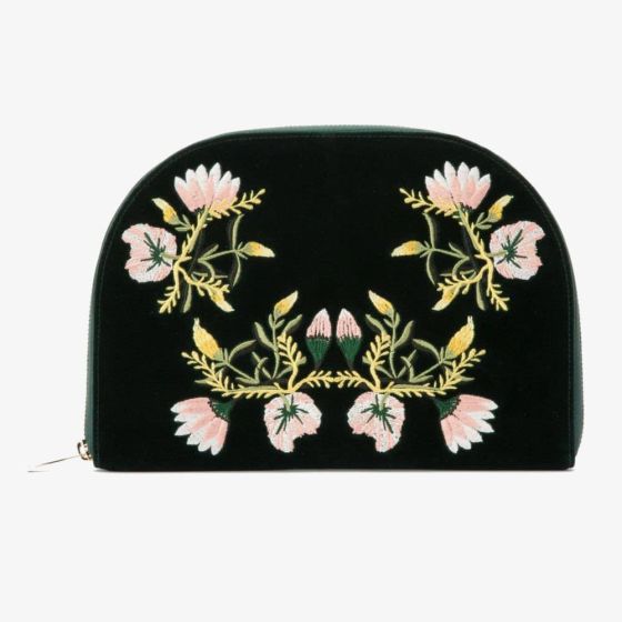 WOLF Zoe Forest Green Floral Portfolio Jewellery Box 393412