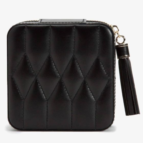 WOLF Caroline Black Zip Travel Jewellery Case 329971