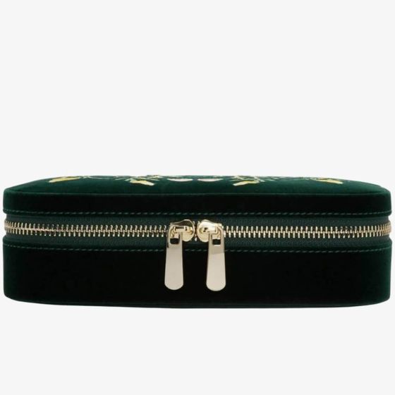 WOLF Zoe Forest Green Travel Zip Jewellery Case 393312