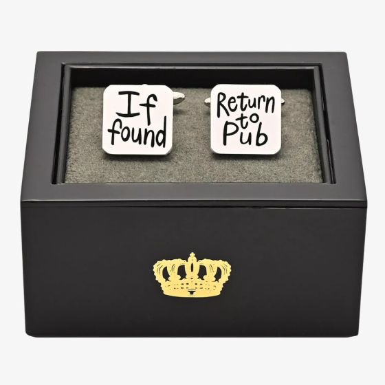 Harvey Makin If Found Return To Pub Brushed Cufflinks HM2386