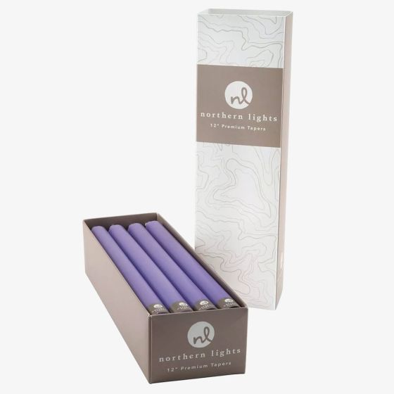Northern Lights 12 Pack Lilac Taper Candles NL145