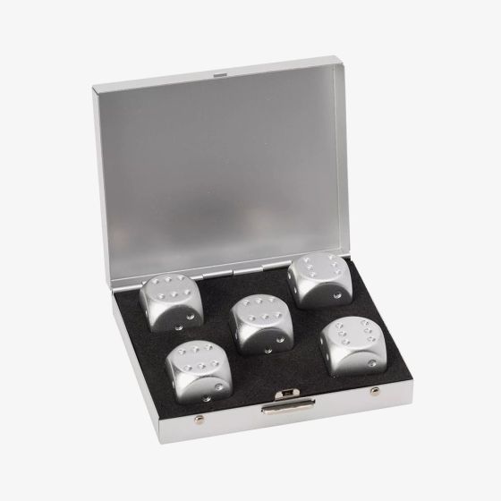 Mad Man Silver Brushed Stainless Steel Dice Set Gift HM2190