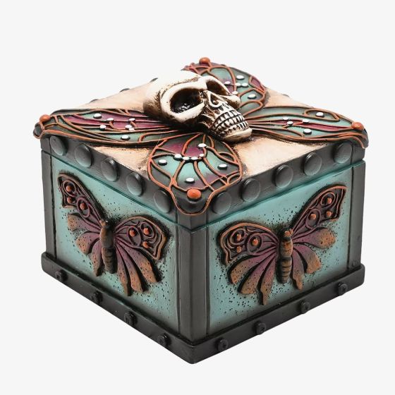 Mystic Legends Gothic Moth And Skull Trinket Box 69721