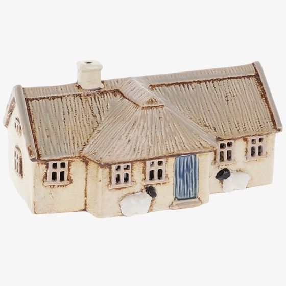 Village Pottery Thatched Roof Croft House Tealight Candle Holder 342592