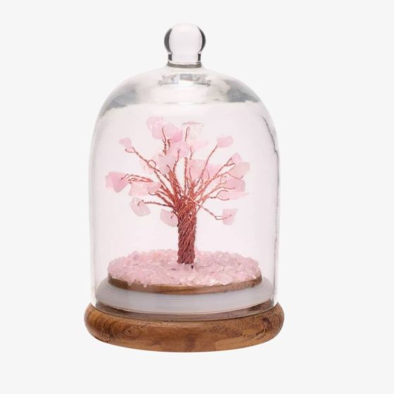 Miniature Rose Quartz Gemstone Dome Tree Ornament SP3390