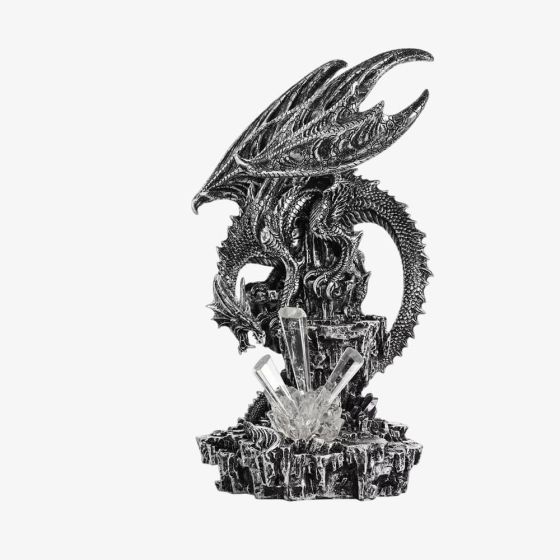 Mystic Legends Silver Dragon With Light Large Figurine 69537