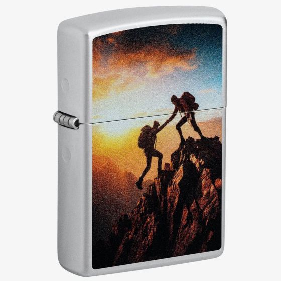 Zippo Mountain Climbers Design Satin Chrome Lighter 46657