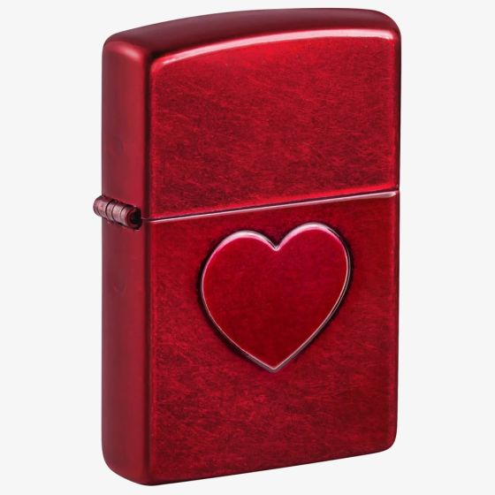 Zippo Red Stamped Heart Design Lighter 46588